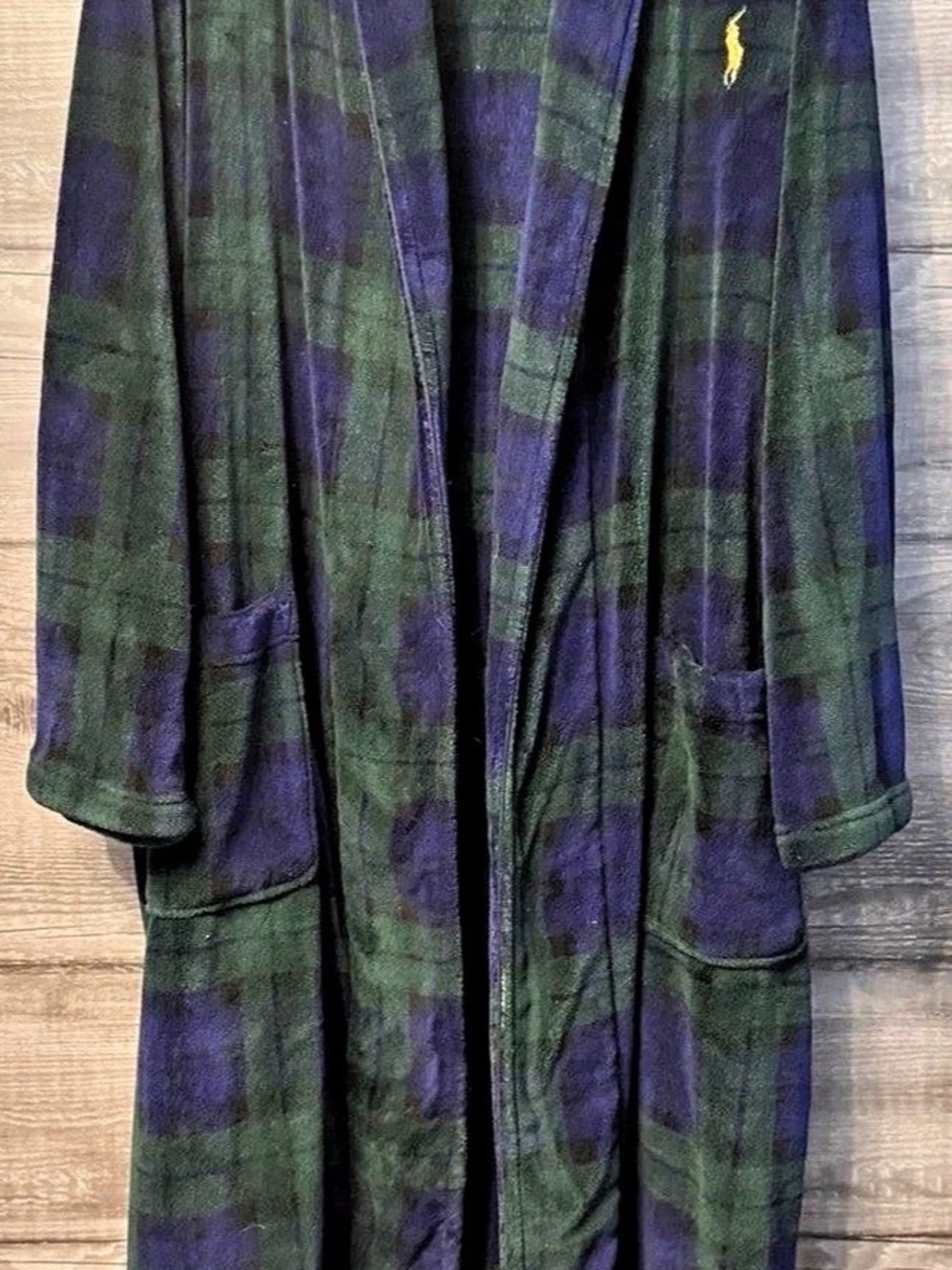 Polo Ralph Lauren Men's Robe Green Blue Blackwatch Plaid In Small/Med Big Pony